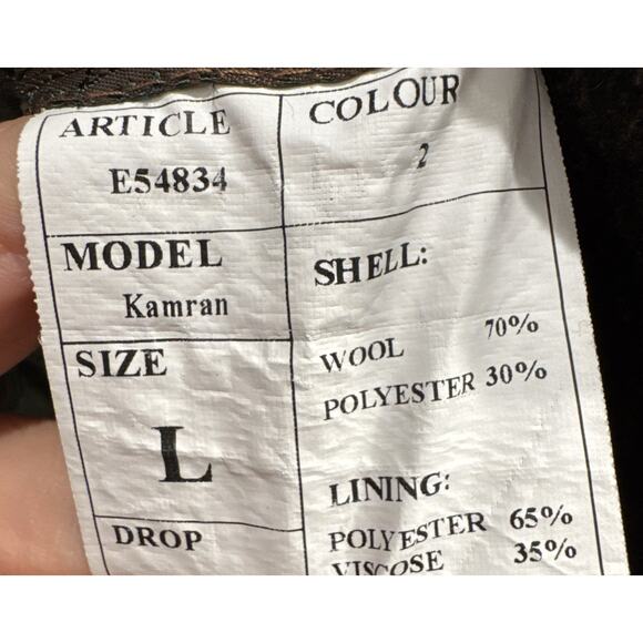 ENZO Tovare Jacket Men’s Large Brown Check Wool Blend Lined Button Front Coat - Picture 9 of 11